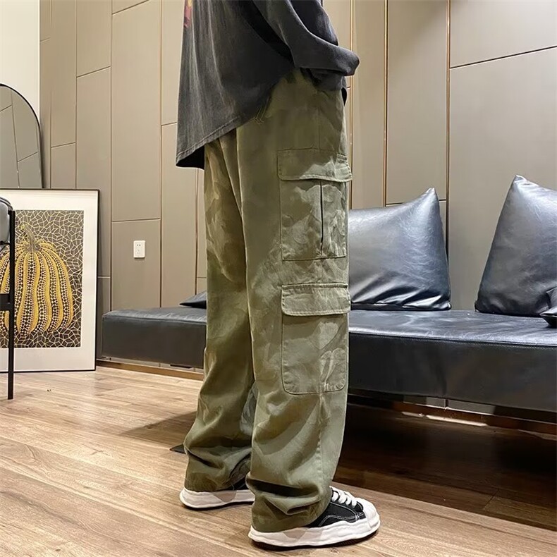 工装休闲裤男秋冬季潮牌复古街头宽松直筒百搭阔腿裤子k5732-p45,男装工装外套,星座1008-1