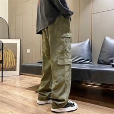 工装休闲裤男秋冬季潮牌复古街头宽松直筒百搭阔腿裤子k5732-p45，男装工装外套，星座1008-1