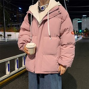 2024冬新款港风夜景连帽假两件面包服 棉衣外套男 G3012-P95控115图片