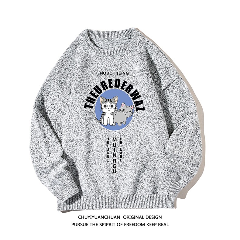 加厚加绒毛衣男大码毛线衣男针织衫M19160-P45加绒款-P65白底,男装针织衫/毛衣,电商A040A
