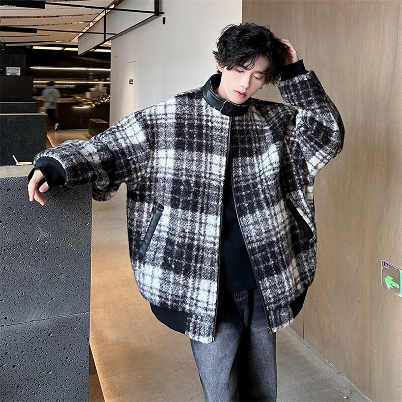 秋冬小香风粗格小立领加厚休闲百搭棉衣男外套  A071-998-P125图片