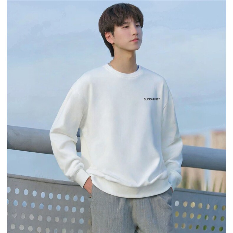 W11男女休闲大码小字母印花圆领长袖卫衣外套学生青少年团队班服，女装短外套，星座115A-3