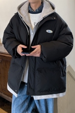 情侣装假两件加厚棉衣大码中性连帽棉服棉袄A071-Y00-P125，男装棉衣，电商A071
