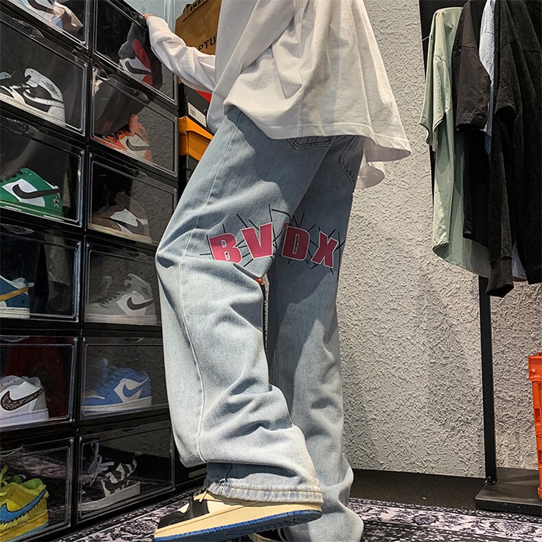 港风美潮做旧牛仔裤长裤直筒裤A014-K8167-P50控68,男装牛仔裤,电商A014