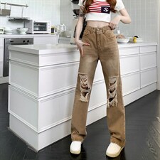 218-1-P50-CK1698新款时尚宽松破洞休闲裤，男装休闲裤，四季星座218-1