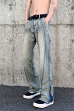 美式裤子男高街vibe复古工装牛仔裤直筒毛边裤A061-W9990-P60控78，男装牛仔裤，电商A061