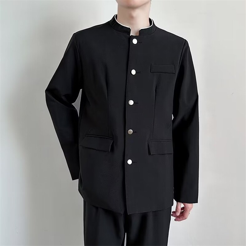 新中式中山装西服套装男士立领垫肩西装唐装外套W41,男装西服套装,星座1116A-1（原606A）