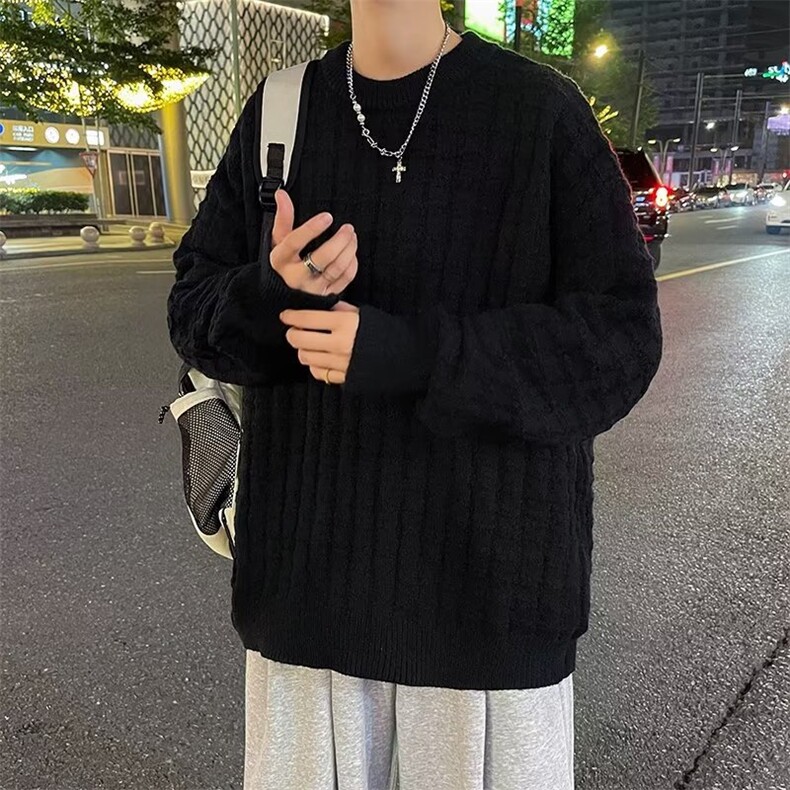 秋冬款时尚潮男百搭宽松圆领鹿毛绒卫衣,男装针织衫/毛衣,四季星座218-1