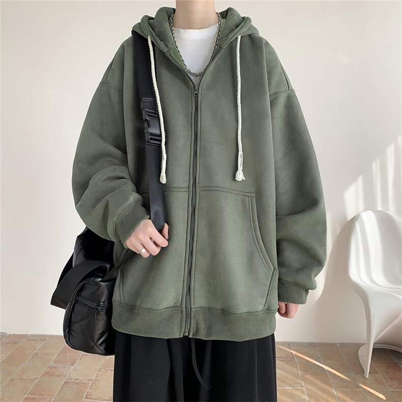 600克麂皮绒重磅加绒加厚外套开衫拉链连帽卫衣B219A-LK001-P50,女装短外套,电商B219A