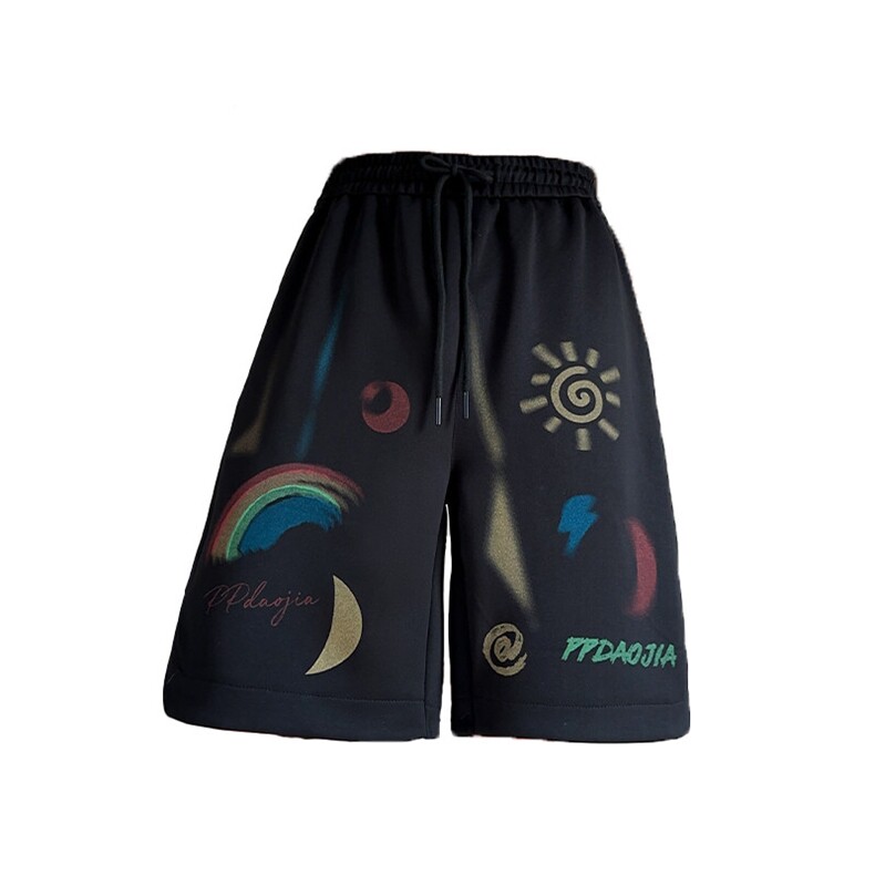 特批P32无差价夏季彩色涂鸦多巴胺穿搭男宽松运动五分短裤DK5889,男装休闲裤,电商A001