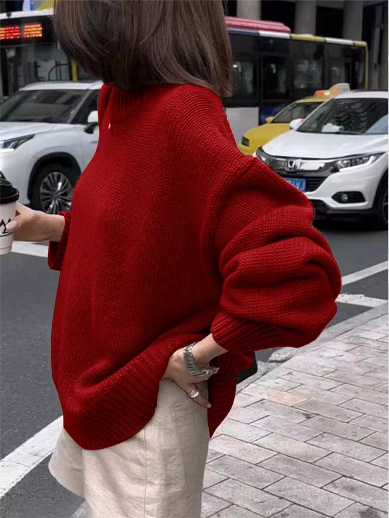 羊毛衫女2024早秋新款圆领针织慵懒打底衫洋气毛衣，女装羊毛衫，梵泰羊绒