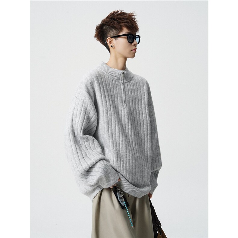 8801-P502025年秋冬季新款毛衣男士时尚半高拉链领宽松针织衫,男装针织衫/毛衣,电商A113