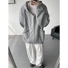 美式重磅立体硬挺卫衣男春秋潮牌设计感连帽开衫廓形外套KS004P68，男装卫衣，电商B312