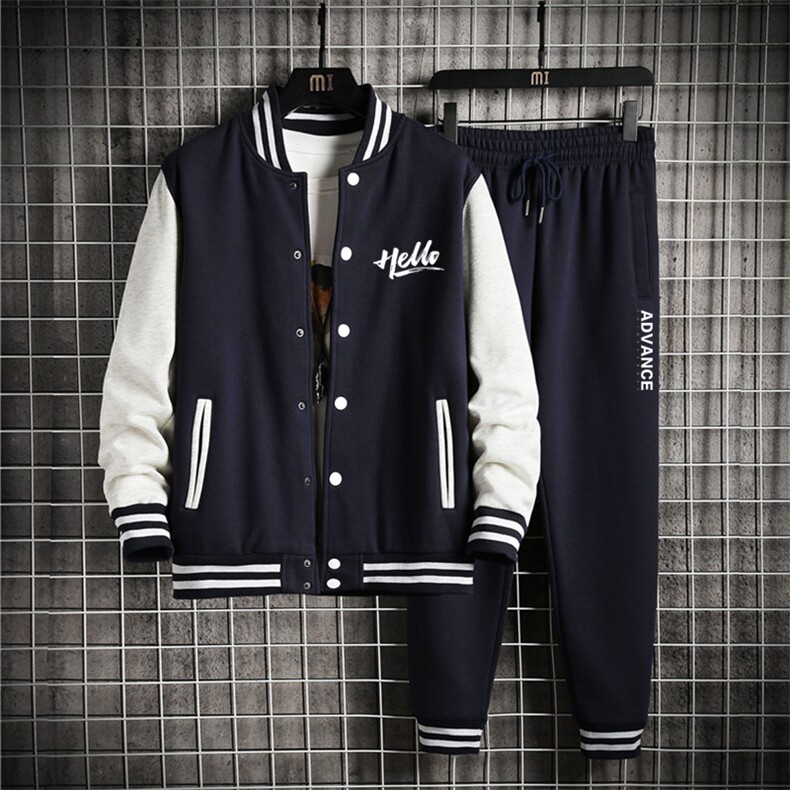 秋季新款棒球服大码卫衣套装学生潮流班服XZ102A-4-8663-P95,男装休闲套装,星座211-2