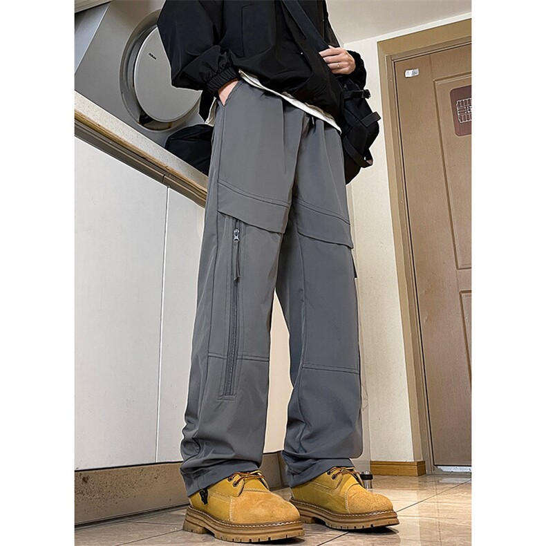 特批P30无差价秋新拉链冲锋裤男设计感防泼水防风抽绳束脚裤K1935，男装休闲裤，电商A001-1