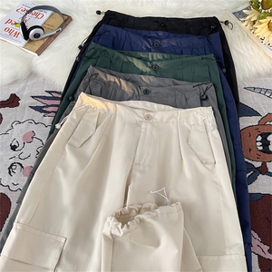 港风秋款男工装裤大口袋束脚抽绳冲锋裤长裤h794P45