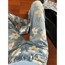 【网图有货】美式复古小雏菊牛仔裤男女款设计感裤子574CC-特P50，男装牛仔裤，星座1007（原301D）