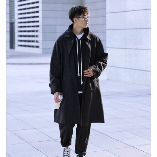 春秋中长款风衣男宽松港风帅气休闲百搭外套男英伦风韩版潮流大衣,男装夹克,星座1210-1