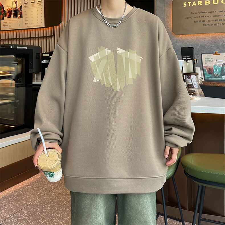 已注册港风得物直播抖音高品质重磅菠萝格圆领宽松男卫衣W2029P45图片