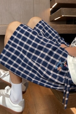 特批P22无差价夏季刺绣腊肠狗撞色格子潮流男宽松五分短裤DK5871，男装休闲裤，电商A001-1