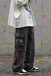 22秋 新款高端方格灯芯绒休闲宽松港风工装休闲裤 B266-X825-P60图片