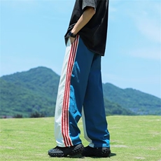 夏季新款设计感小众运动卫裤条纹拼接撞色休闲裤现货K8012-P40，男装休闲裤，星座512-3