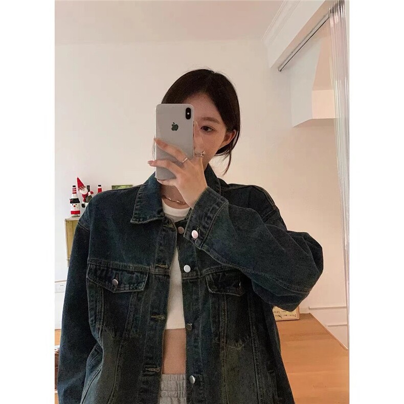 美式复古牛仔夹克女春秋2025新款潮牌高级感水洗做旧宽松休闲外套,男装工装外套,星座506A