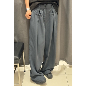 可调节腰扣西装裤高级垂感休闲裤男女夏秋季阔腿宽松长裤K610-P53图片