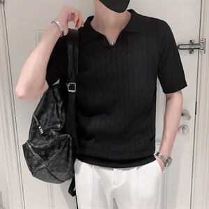 男春季潮韩版宽松百搭情侣冰丝短袖针织衫S249P37图片