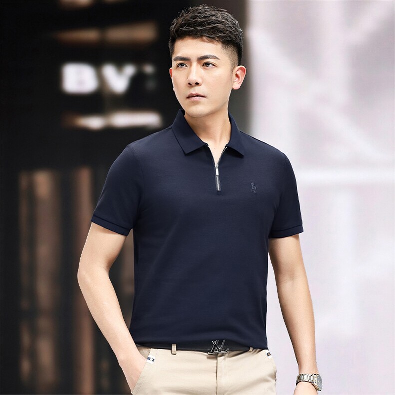 2024夏季男士商务休闲短袖百搭Polo衫时尚半拉链翻领透气短袖T恤,男装T恤,电商B212（原钱塘6029）