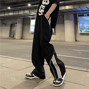 美式工装裤男春季藏蓝宽松休闲裤长裤设计感阔腿运动裤K4385-P39图片