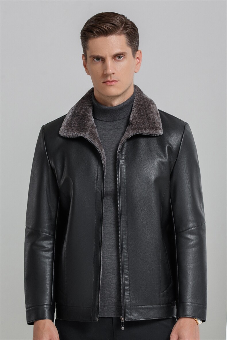 秋冬男加绒加厚皮毛一体皮衣男皮夹克翻领休闲新款外套YN203-P170，男装皮衣，电商B212（原钱塘6029）