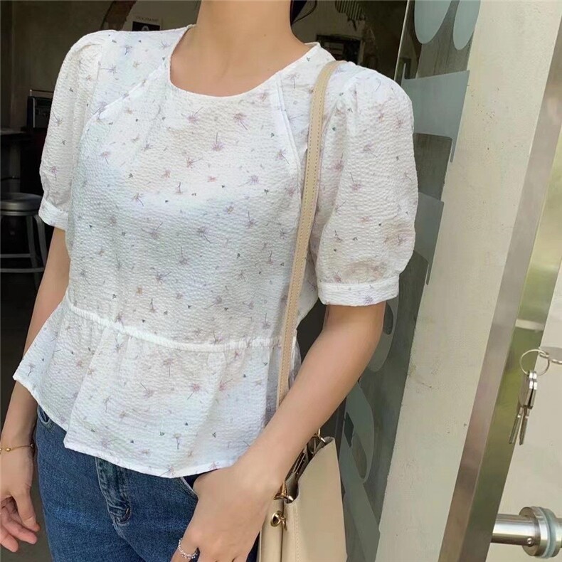 —郭郭家— 【夏款现货】韩式气质花色小衫，女装，郭郭家