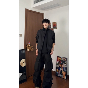 美式飞行服立领夹克男款痞帅短款外套棒球服潮504-W680-特P60控98图片