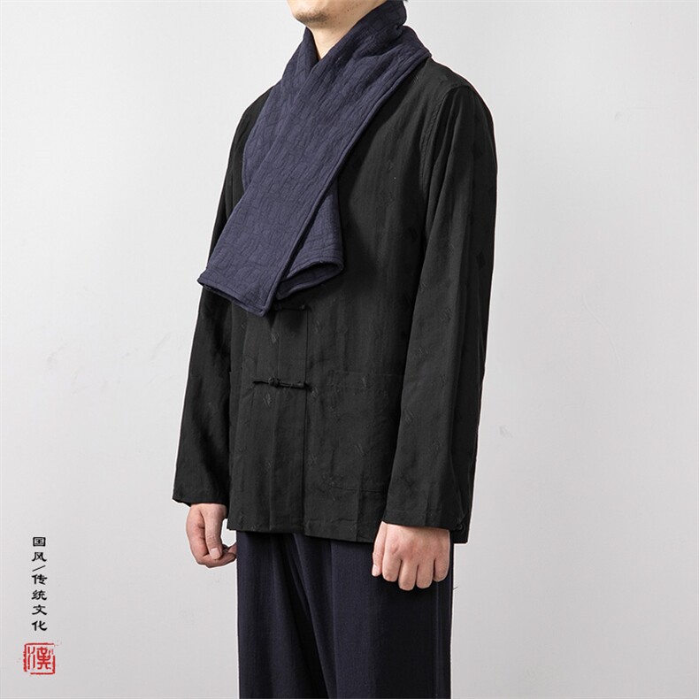 秋冬新款风男装棉麻提花男士加棉围巾WJ01P35,饰品围巾,钱塘802