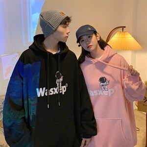 情侣装秋装 太空人印花情侣连帽卫衣女宽松百搭外套G946 P48 男类图片