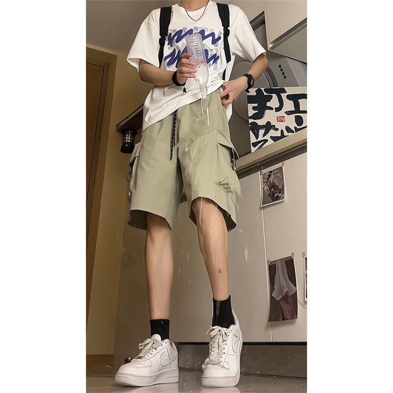 户外防水速干大口袋工装短裤男夏季美式潮牌宽松直筒运动五分裤子,男装休闲裤,电商A309