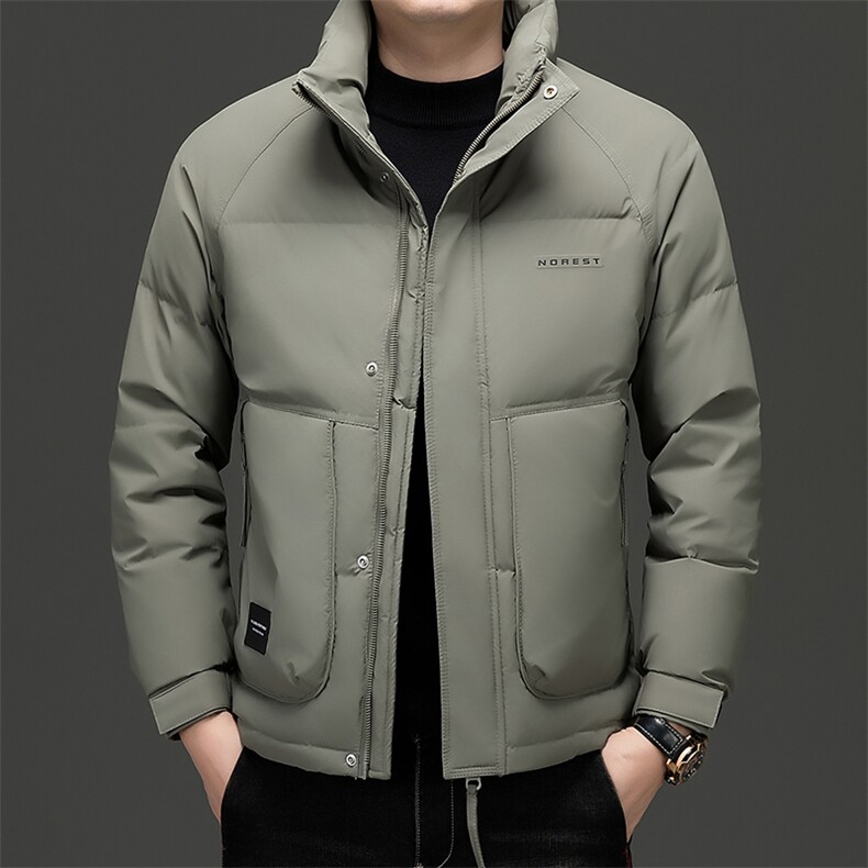 秋冬季新款羽绒服男士白鸭绒加绒潮服休闲立领潮流韩版保暖外套，男装羽绒服，钱塘6003（原4033）