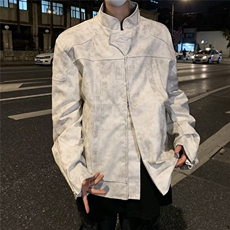 秋季小众机车皮衣男宽松短款垫肩美式复古夹克外套潮W6038-P85，男装夹克，星座412-3