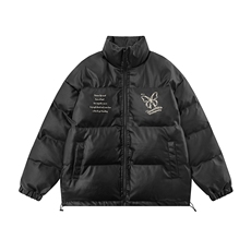 白底新款冬季时尚百搭宽松立领PU皮棉服外套MY6459P115控158，男装棉衣，电商A268-1
