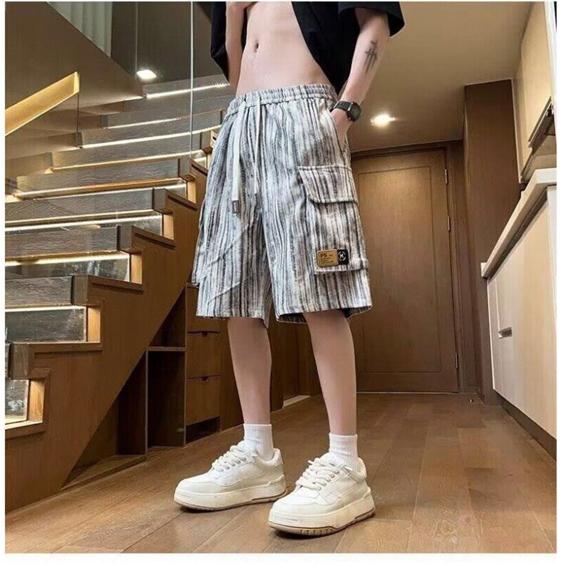 W57-P35夏季薄款松紧腰五分裤宽松男士休闲短裤图片