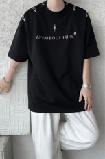 8XL-M夏季小众解构飞机扣一字肩设计稿短袖立体T恤卫衣男DX331P58，男装卫衣，电商D206-1