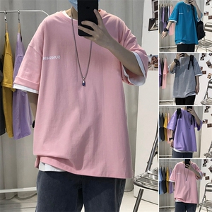 T06男女休闲圆领跑量仿棉T恤衫大码学院小字母印花特P15图片