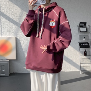 6XL-M 重磅刺绣连帽卫衣男高街套头打底上衣 WY47-P88图片