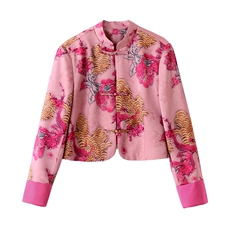 新中式提花超火短外套女2025早春流行爆款小个子减龄精致唐装上衣，女装短外套，众宇琦