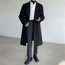 中长款毛呢大衣男202新款春秋季棉外套高级感英伦风衣JK0252-P98，男装风衣，星座308B-2