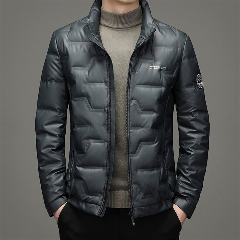 2023冬季纯色立领常规羽绒服男士厚款保暖休闲外套SNDAF3335-P250,男装羽绒服,电商B212（原钱塘6029）
