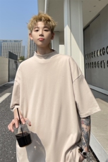 夏季新款基础纯色中领短袖T恤男潮重磅高级感半袖体恤衫D135/P30，男装T恤，电商B209