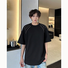 夏季美式高街ins重磅拉链装饰短袖T桖货号TX25172P35，男装T恤，电商A063
