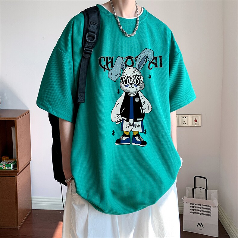 ！2024夏季新款潮牌男士华夫格短袖T恤百搭半袖体恤TXH328P25,男装T恤,电商B220